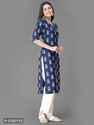 Stylish Crepe Kurta Bottom Set Printed Straight Kurta With Pant Set For Women-thumb5