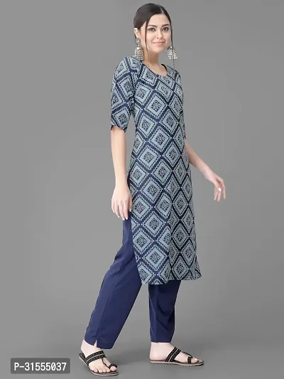 Stylish Blue Crepe Printed Kurta Bottom Set For Women-thumb5