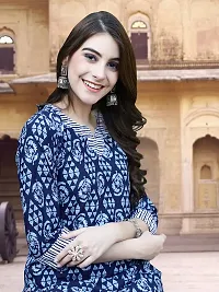 Attractive Navy Blue Printed Cotton Blend Kurta Pant With Dupatta For Women-thumb2