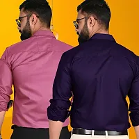 Stylish Cotton Multicoloured Solid Regular Fit Long Sleeves Formal Shirt For Men Pack Of 2-thumb1