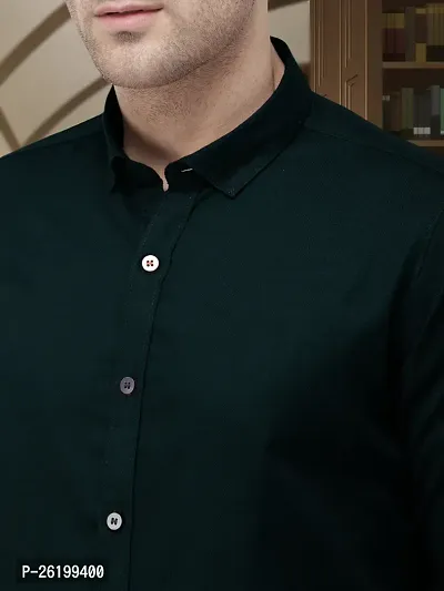 Reliable Green Cotton Solid Long Sleeve Formal Shirts For Men-thumb4