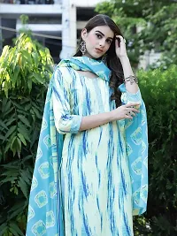 Stylish Yellow Cotton Blend Printed Kurta Bottom and Dupatta Set For Women-thumb3