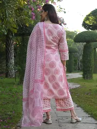 Stylish Pink Viscose Rayon Kurta, Bottom And Dupatta Set For Women-thumb3