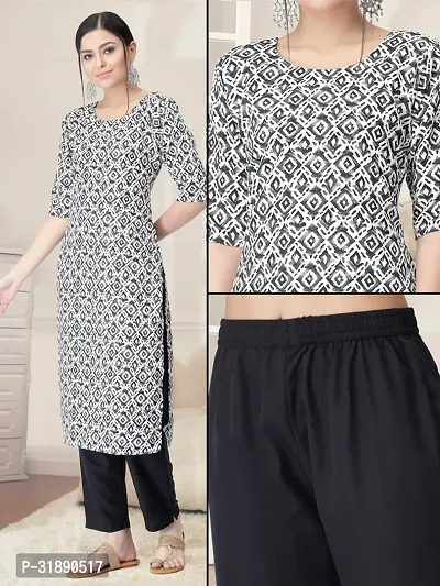 Elegant Crepe Printed Kurta with Pant Set For Women-thumb0