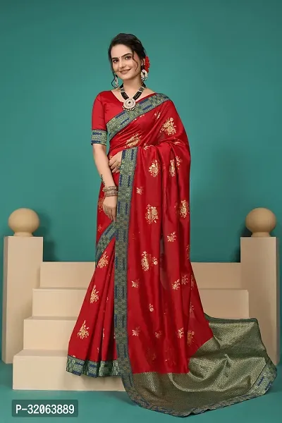 Elegant Art Silk Zari Woven Women Saree with Blouse piece-thumb0