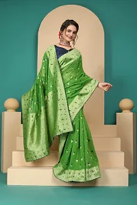 Stylish Jacquard::Art Silk Green Zari Woven Saree with Blouse piece-thumb3