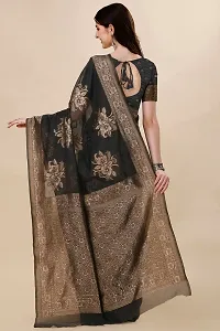 Stylish Art Silk Grey Zari Woven Saree with Blouse piece-thumb1