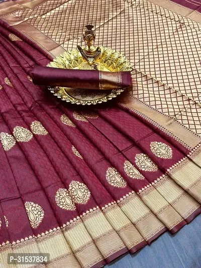 Stylish Jacquard::Art Silk Maroon Zari Woven Saree with Blouse piece-thumb4