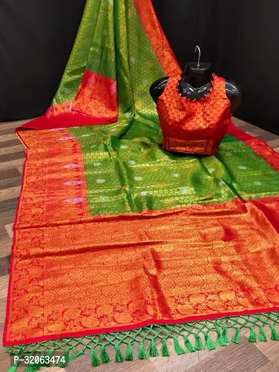 Elegant Art Silk Zari Woven Women Saree with Blouse piece-thumb0