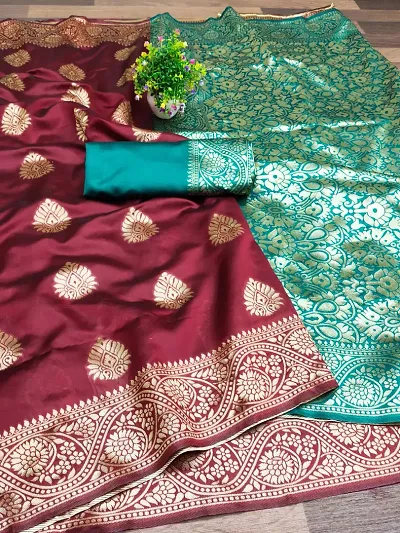 Must Have Art Silk Saree with Blouse piece 