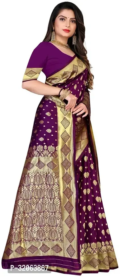 Elegant Art Silk Zari Woven Women Saree with Blouse piece-thumb3