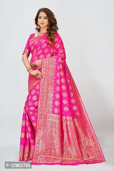 Elegant Art Silk Zari Woven Women Saree with Blouse piece-thumb3