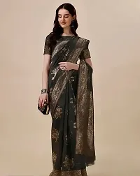 Stylish Art Silk Grey Zari Woven Saree with Blouse piece-thumb2