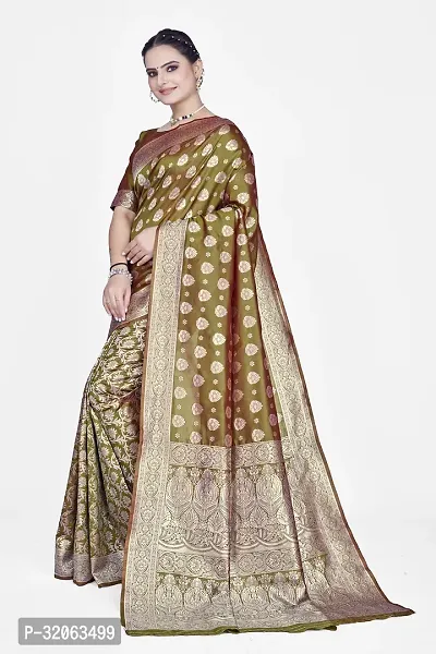 Elegant Art Silk Zari Woven Women Saree with Blouse piece-thumb3