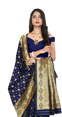 Elegant Art Silk Zari Woven Women Saree with Blouse piece-thumb3