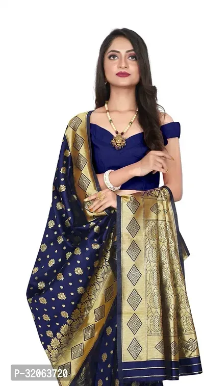 Elegant Art Silk Zari Woven Women Saree with Blouse piece-thumb4