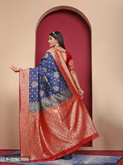 Elegant Art Silk Zari Woven Women Saree with Blouse piece-thumb2