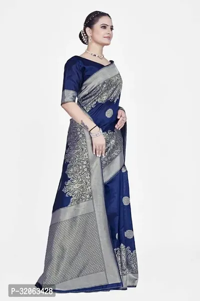 Elegant Art Silk Zari Woven Women Saree with Blouse piece-thumb4