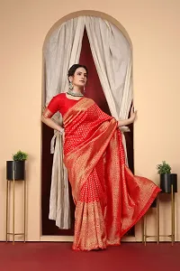 Stylish Art Silk Red Zari Woven Saree with Blouse piece-thumb3