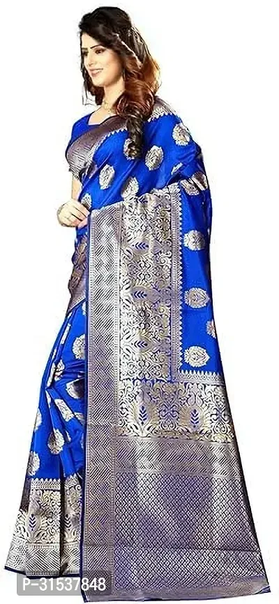 Stylish Art Silk Light Blue Zari Woven Saree with Blouse piece-thumb3