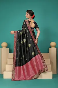 Stylish Art Silk Black Zari Woven Saree with Blouse piece-thumb2