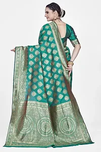 Stylish Green Art Silk Printed Banarasi Saree With Blouse Piece For Women-thumb1