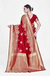 Stylish Maroon Art Silk Printed Banarasi Saree With Blouse Piece For Women-thumb1