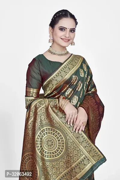 Elegant Art Silk Zari Woven Women Saree with Blouse piece-thumb5