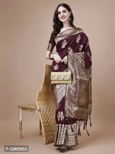 Elegant Art Silk Zari Woven Women Saree with Blouse piece-thumb3