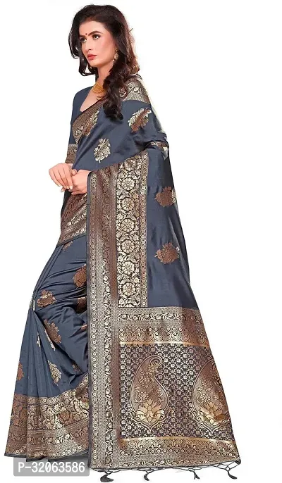 Elegant Art Silk Zari Woven Women Saree with Blouse piece-thumb3