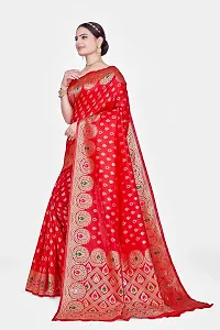 Stylish Art Silk Red Zari Woven Saree with Blouse piece-thumb1