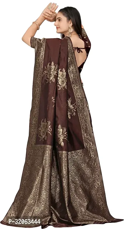 Elegant Art Silk Zari Woven Women Saree with Blouse piece-thumb2