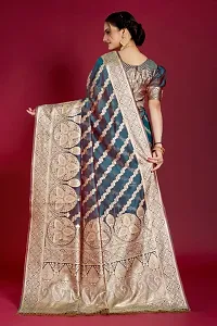 Elegant Organza Zari Woven Women Saree with Blouse piece-thumb1