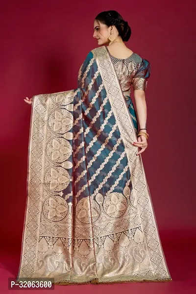 Elegant Organza Zari Woven Women Saree with Blouse piece-thumb2