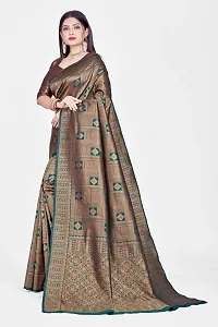 Stylish Art Silk Dark Green Zari Woven Saree with Blouse piece-thumb1