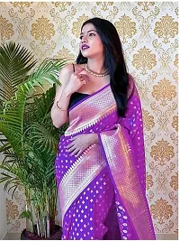 Elegant Art Silk Zari Woven Women Saree with Blouse piece-thumb3