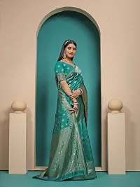 Stylish Art Silk Light Green Zari Woven Saree with Blouse piece-thumb3