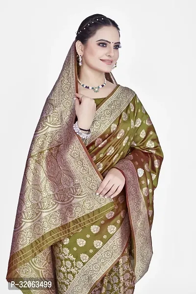 Elegant Art Silk Zari Woven Women Saree with Blouse piece-thumb5