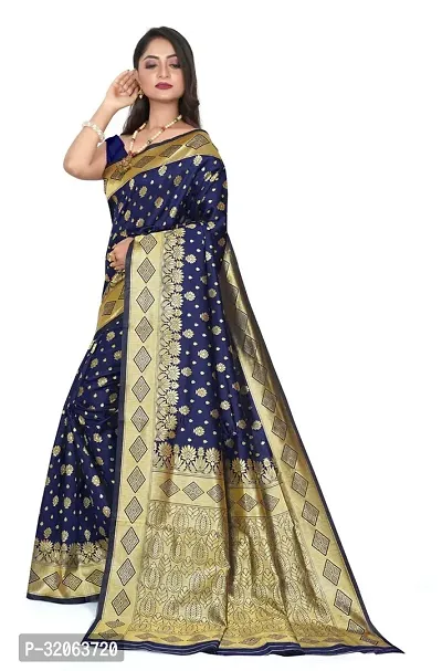 Elegant Art Silk Zari Woven Women Saree with Blouse piece-thumb3