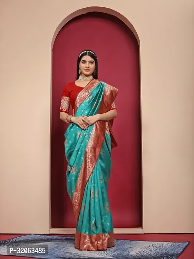 Elegant Art Silk Zari Woven Women Saree with Blouse piece-thumb0