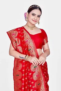 Stylish Art Silk Red Zari Woven Saree with Blouse piece-thumb2