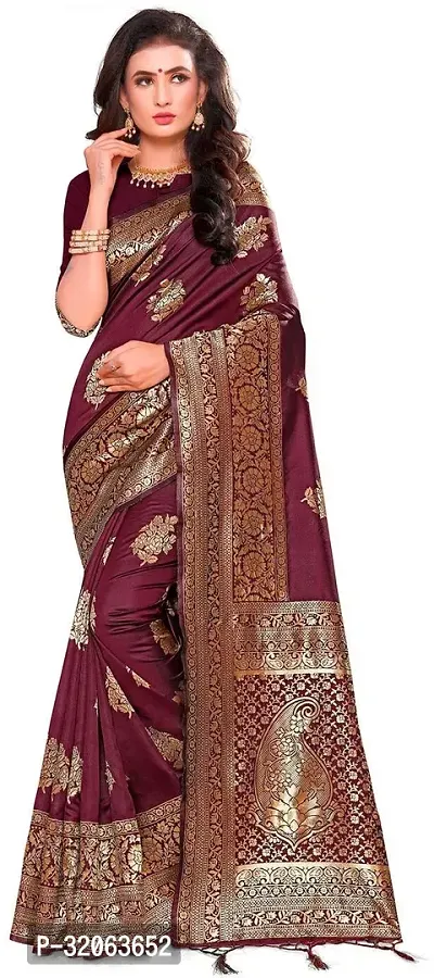 Elegant Art Silk Zari Woven Women Saree with Blouse piece-thumb0