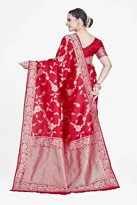 Stylish Maroon Art Silk Printed Banarasi Saree With Blouse Piece For Women-thumb1