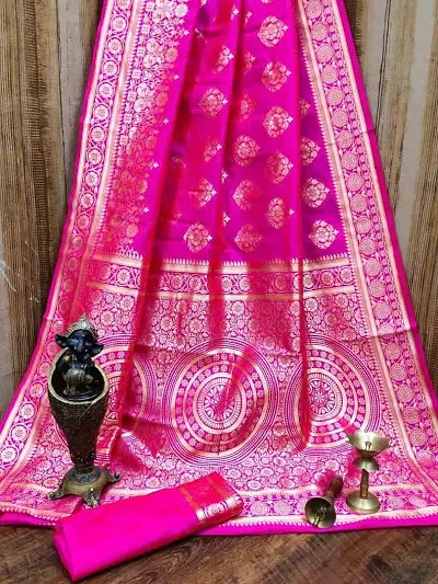 Festival and party wear soft banarsi silk sarees with blouse pcs attached