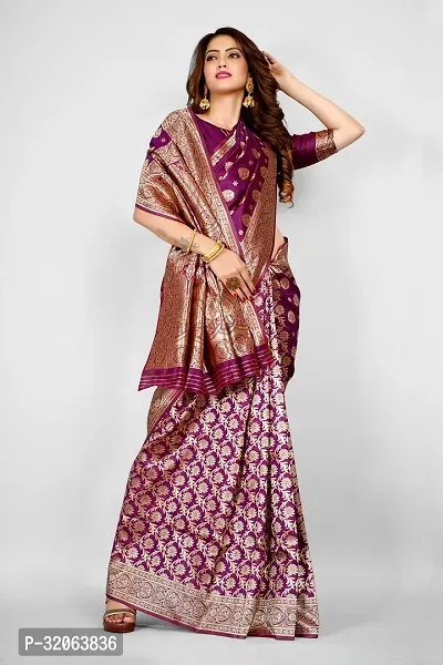 Elegant Art Silk Zari Woven Women Saree with Blouse piece-thumb4