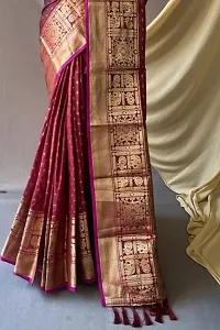 Stylish Jacquard::Art Silk Maroon Zari Woven Saree with Blouse piece-thumb3