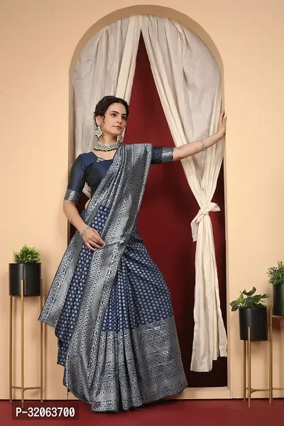 Elegant Art Silk Zari Woven Women Saree with Blouse piece-thumb4