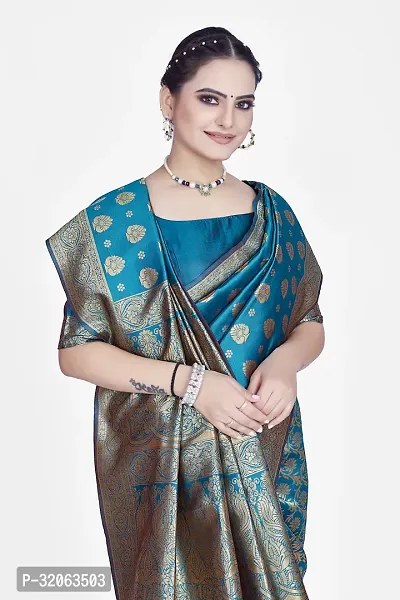 Elegant Art Silk Zari Woven Women Saree with Blouse piece-thumb5