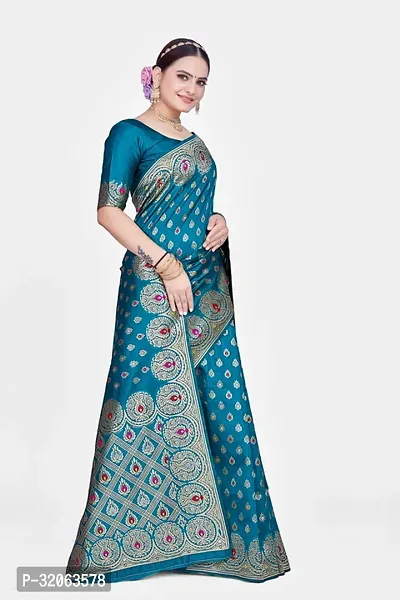 Elegant Art Silk Zari Woven Women Saree with Blouse piece-thumb4