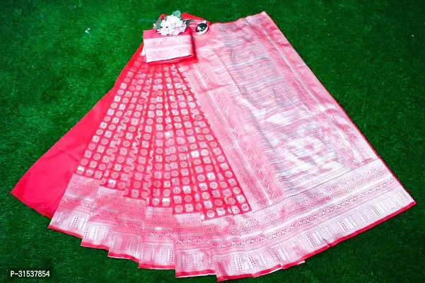 Stylish Art Silk Pink Zari Woven Saree with Blouse piece-thumb0